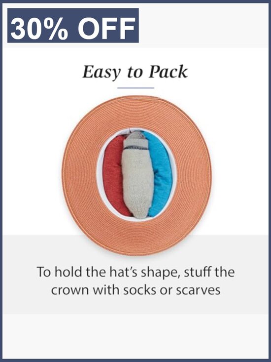 UPF 50+ Packable Wide Brim Fedora Sun Hat with Drawstring